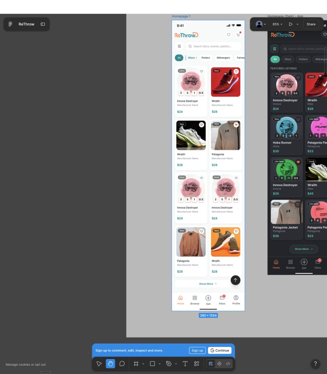 ReThrow mobile browsing interface